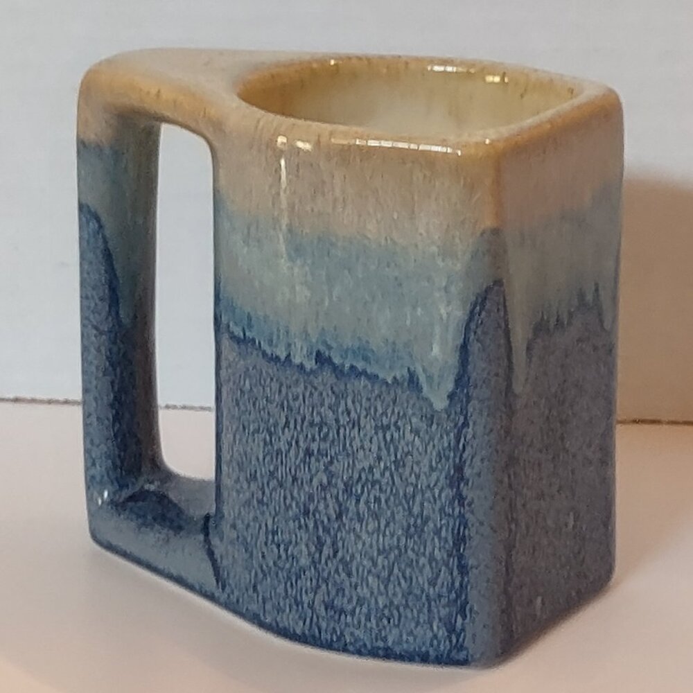COFFEE Latte MUG TEA CUP MUG Art Deco Pottery Blue Glaze